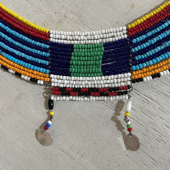 African Beaded Tribal Necklace - Picture 3 of 7